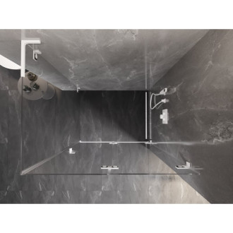 Mexen Lunar-F L skladací sprchovací kút pravý 80 x 70 cm, priehľadný, biely - 836L-080-070-20-00-P