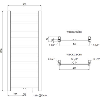 Kúpeľňový radiátor Mexen Bolt 1200 x 500 mm, 251 W, chróm - W126-1200-500-00-01