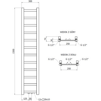 Kúpeľňový radiátor Mexen Bolt 1500 x 300 mm, 295 W, antracit - W126-1500-300-00-66