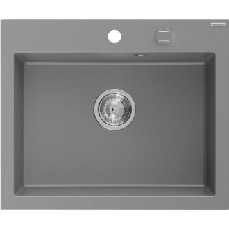 Jednodrezový žulový drez Mexen Elix 600 x 500 mm, sivý, chrómovaný sifón - 6525601005-71