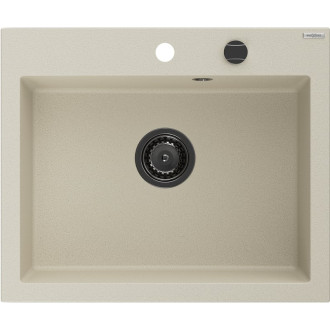 Jednodrezový žulový drez Mexen Elix 600 x 500 mm, béžový, čierny sifón - 6525601005-69-B