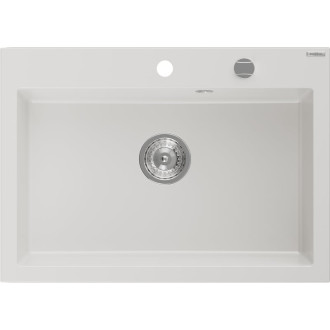 Jednodrezový žulový drez Mexen Elix 700 x 500 mm, biely, chrómovaný sifón - 6526701005-20