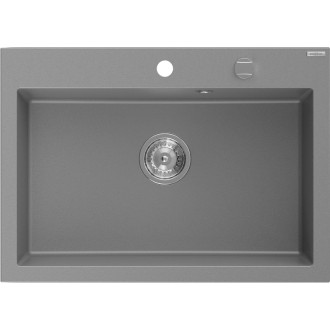 Jednodrezový žulový drez Mexen Elix 700 x 500 mm, sivý, chrómovaný sifón - 6526701005-71