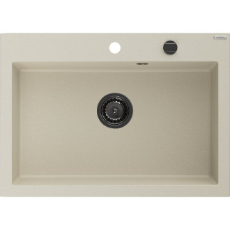 Jednodrezový žulový drez Mexen Elix 700 x 500 mm, béžový, čierny sifón - 6526701005-69-B