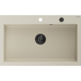 Jednodrezový žulový drez Mexen Elix 800 x 500 mm, béžový, čierny sifón - 6527801005-69-B