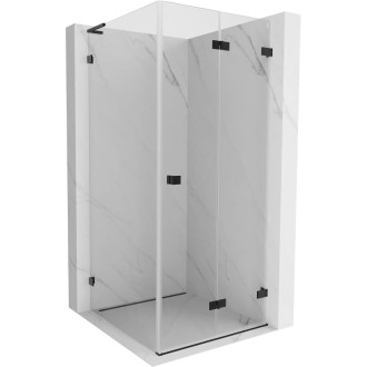 Mexen Lunar-F L skladací sprchovací kút pravý 90 x 90 cm, priehľadný, čierny - 836L-090-090-70-00-P
