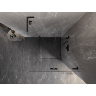 Mexen Lunar-F L skladací sprchovací kút pravý 90 x 90 cm, priehľadný, čierny - 836L-090-090-70-00-P