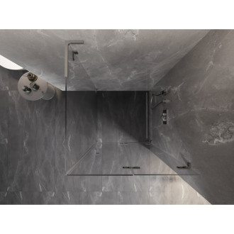 Sprchovací kút Mexen Lunar-F L skladací pravý 80 x 80 cm, priehľadný, kartáčovaný nikel - 836L-080-080-97-00-P