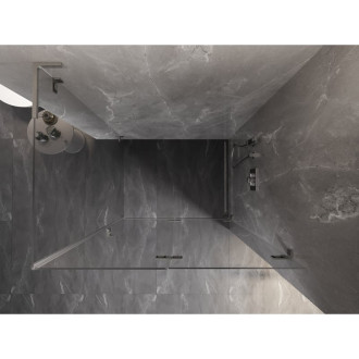 Sprchovací kút Mexen Lunar-F L skladací pravý 85 x 80 cm, priehľadný, kartáčovaný nikel - 836L-085-080-97-00-P