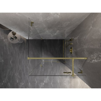 Sprchovací kút Mexen Lunar T s pravými pántami 120 x 120 cm, priehľadný, kartáčované zlato - 834T-120-120-55-00-P