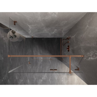 Sprchovací kút Mexen Lunar T s pravým pántom 110 x 80 cm, priehľadný, kartáčovaná meď - 834T-110-080-65-00-P