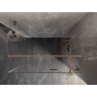 Sprchovací kút Mexen Lunar T s pravým pántom 120 x 90 cm, priehľadný, kartáčovaná meď - 834T-120-090-65-00-P