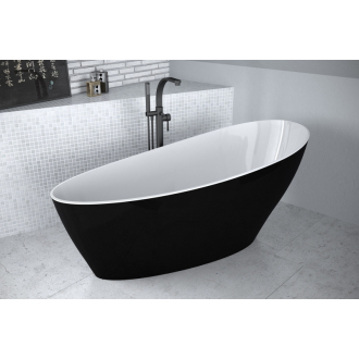 KEYA 1650x700 mm, čierna / biela farba VANSAP16BW vaňa voľne stojaca z liateho mramoru