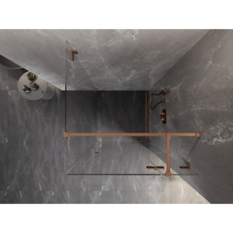 Sprchovací kút Mexen Lunar T s pravými pántami 120 x 120 cm, priehľadný, kartáčovaná meď - 834T-120-120-65-00-P