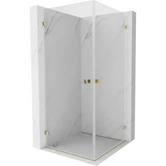 Sprchovací kút Mexen Lunar-B Duo s výklopným mechanizmom 70 x 70 cm, priehľadný, zlatý - 832-070L-070P-50-00