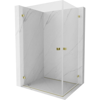 Sprchovací kút Mexen Lunar-B Duo s výklopným mechanizmom 85 x 75 cm, priehľadný, zlatý - 832-085L-075P-50-00