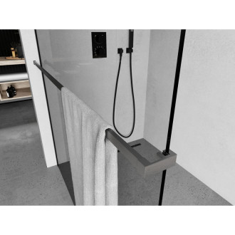 Vešiak na uteráky Mexen do sprchovej steny, kartáčovaný, sivý - 800-06-66