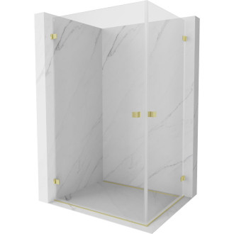 Sprchovací kút Mexen Lunar-B Duo s výklopným mechanizmom 95 x 80 cm, priehľadný, kartáčované zlato - 832-095L-080P-55-00