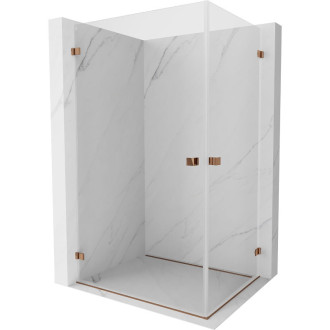 Sprchovací kút Mexen Lunar-B Duo s výklopným mechanizmom 80 x 75 cm, priehľadný, ružové zlato - 832-080L-075P-60-00
