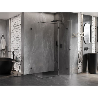 Sprchovací kút Mexen Lunar T s pravými pántami 135 x 90 cm, priehľadný, čierny - 834T-135-090-70-00-P