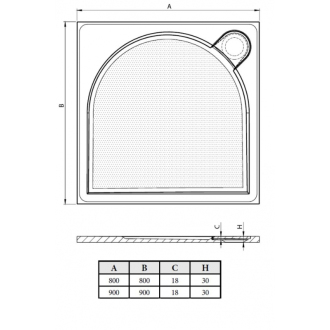 LARA - vanička liaty mramor, štvorec 900x900x30 mm, bez nožičiek, VANKCCTVER90