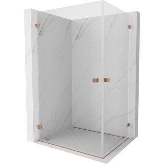 Sprchovací kút Mexen Lunar-B Duo s výklopným mechanizmom 80 x 70 cm, priehľadný, kartáčovaná meď - 832-080L-070P-65-00