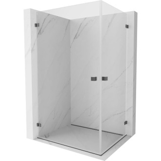 Sprchovací kút Mexen Lunar-B Duo s výklopným mechanizmom 100 x 75 cm, priehľadný, kartáčovaná pištoľovo sivá - 832-100L-075P-66-00