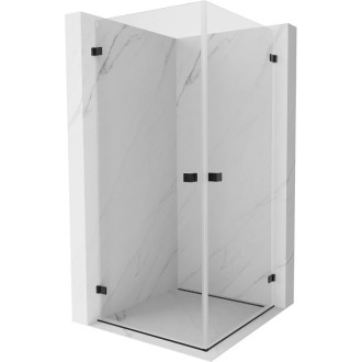Sprchovací kút Mexen Lunar-B Duo s výklopným mechanizmom 90 x 90 cm, priehľadný, čierny - 832-090L-090P-70-00
