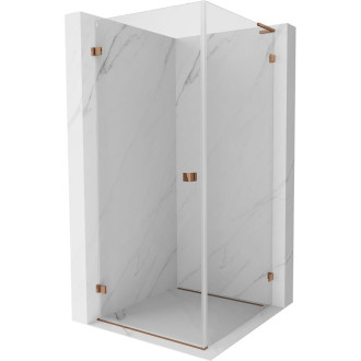 Mexen Lunar-B L sprchový kút s ľavým výklopným mechanizmom 90 x 90 cm, priehľadný, ružové zlato - 832L-090-090-60-00-L