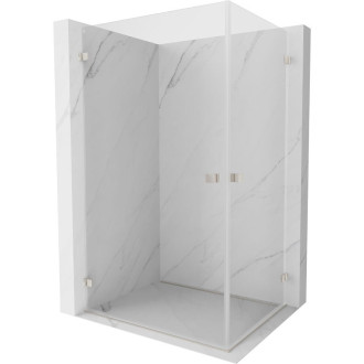 Sprchovací kút Mexen Lunar-B Duo s výklopným mechanizmom 85 x 75 cm, priehľadný, kartáčovaný nikel - 832-085L-075P-97-00