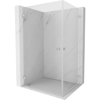 Sprchovací kút Mexen Lunar-B Duo s výklopným mechanizmom 100 x 75 cm, priehľadný, kartáčovaný nikel - 832-100L-075P-97-00