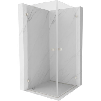 Sprchovací kút Mexen Lunar-B Duo s výklopným mechanizmom 90 x 90 cm, priehľadný, kartáčovaný nikel - 832-090L-090P-97-00