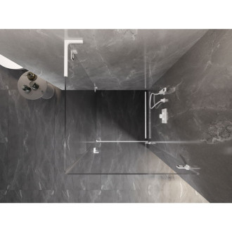 Sprchovací kút Mexen Lunar-B L s pravými pántami 90 x 90 cm, priehľadný, biely - 832L-090-090-20-00-P