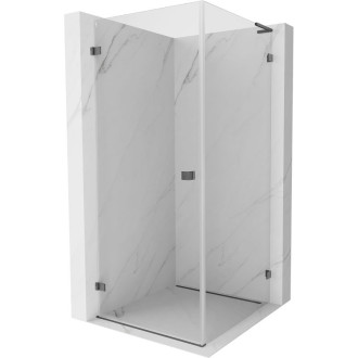 Mexen Lunar-B L sprchový kút s ľavým výklopným mechanizmom 90 x 90 cm, priehľadný, kartáčovaná pištoľovo sivá - 832L-090-090-66-00-L