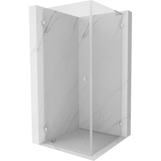 Sprchovací kút Mexen Lunar-B L ľavý výklopný 80 x 80 cm, priehľadný, kartáčovaný nikel - 832L-080-080-97-00-L