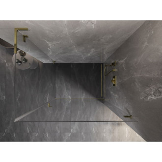 Sprchovací kút Mexen Lunar-B L s pravými pántami 100 x 90 cm, priehľadný, zlatý - 832L-100-090-50-00-P