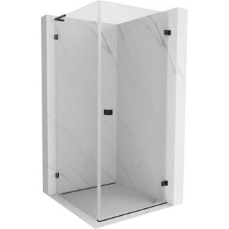 Sprchovací kút Mexen Lunar-B L s pravými pántami 90 x 90 cm, priehľadný, čierny - 832L-090-090-70-00-P