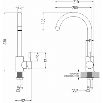 Mexen Foggia Drezová batéria, chróm 671800-00