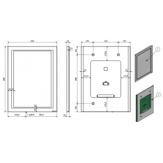 VLTAVA obdĺžnikové zrkadlo s LED osvetlením V 600 × Š 1200 mm ZRVLTA6012