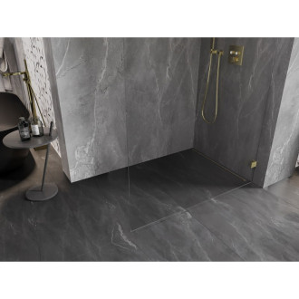 Mexen Lunar Sprchová zástena pravá 80 x 200 cm, 8 mm priehľadná, kartáčované zlato - 830-080-000-55-00-P