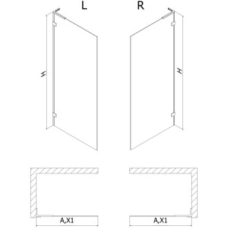 Mexen Lunar L Sprchová zástena ľavá 70 x 200 cm, 8 mm priehľadná, kartáčovaná meď - 830L-070-000-65-00-L