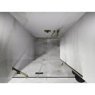 Sprchové dvere Mexen Lunar s ľavými pántami 120 cm, priehľadné, zlaté - 834-120-000-50-00-L