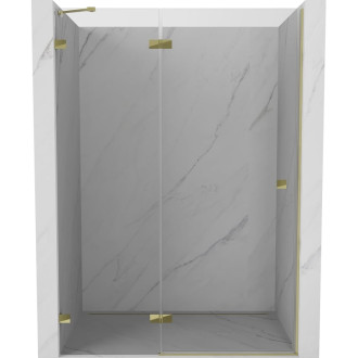 Sprchové dvere Mexen Lunar s ľavými pántami 130 cm, priehľadné, zlaté - 834-130-000-50-00-L