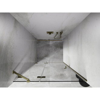 Sprchové dvere Mexen Lunar s ľavými pántami 120 cm, priehľadné, kartáčované zlato - 834-120-000-55-00-L