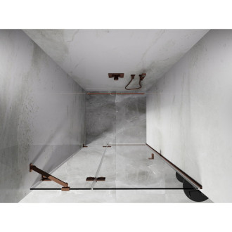 Sprchové dvere Mexen Lunar s ľavými pántami 90 cm, priehľadné, ružové zlato - 834-090-000-60-00-L