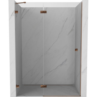 Sprchové dvere Mexen Lunar s ľavými pántami 130 cm, priehľadné, ružové zlato - 834-130-000-60-00-L