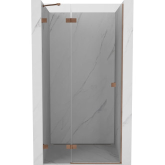 Sprchové dvere Mexen Lunar s ľavými pántami 80 cm, priehľadné, kartáčovaná meď - 834-080-000-65-00-L