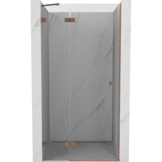 Sprchové dvere Mexen Lunar s ľavými pántami 100 cm, priehľadné, kartáčovaná meď - 834-100-000-65-00-L