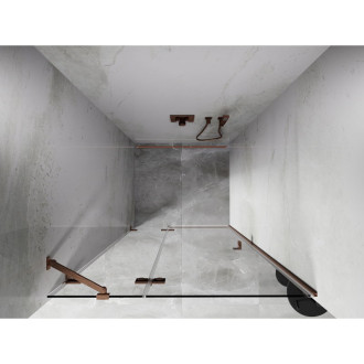 Sprchové dvere Mexen Lunar s ľavými pántami 100 cm, priehľadné, kartáčovaná meď - 834-100-000-65-00-L