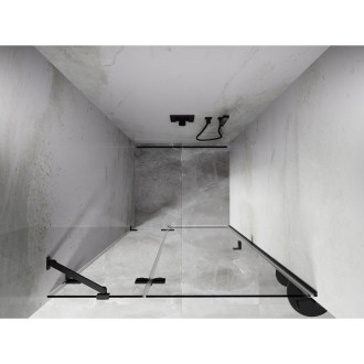 Sprchové dvere Mexen Lunar s ľavými pántami 90 cm, priehľadné, kartáčovaná pištoľovo sivá - 834-090-000-66-00-L